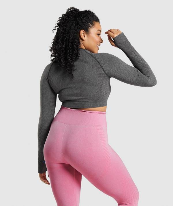 Damske Crop Top Gymshark Vital Seamless 2.0 Long Sleeve Siva | WJ7934218